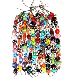 100 Strands lot Lamp work Beads, Mixed Style & Colors, Handmade Glass Beads. - Picture 1 of 3