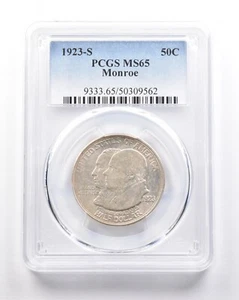 1923-S Monroe Commemorative Half Dollar MS65 PCGS *7576 - Picture 1 of 3