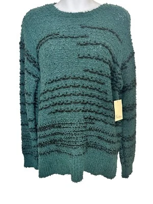 Suéter tejido texturizado mediano verde y marrón a rayas P Nurture By Westbound para mujer Foto 1 de 4