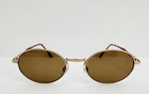 Oval Metal Framed Sunglasses Glacier Gold / Brown New Comfort Fit Stems & Nose - Picture 1 of 8