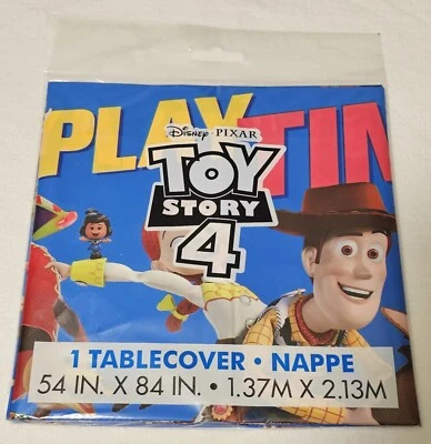 Cubierta de mesa de plástico Toy Story 4 54" x 84" suministros para fiestas de cumpleaños nueva en paquete Foto 1 de 2