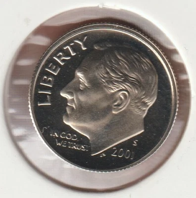 Rare US Roosevelt Dime 2001s Frosty Mirror Picked From Proof Set Collection Coin - Image 1 of 2