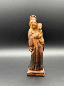Madonna & Child / Virgin Mary & Baby Jesus Hand Carved Religious Wooden Statue - Picture 1 of 10