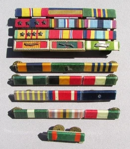 Vintage Lot Military Ribbon Bar Medals with 4 Stars on 2 of them - Picture 1 of 1