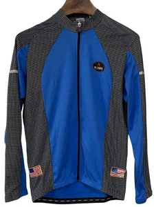Hincapie Mens Blue Black Zip Up Cycling Jersey Jacket Back Pockets Italy XL - Picture 1 of 11
