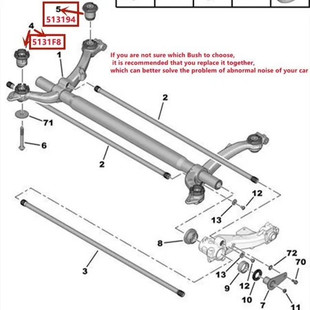 KIT 4 BOCCOLE PONTE POSTERIORE PER PEUGEOT 206 TT/ ALL/ MODELS UNIGOM - Immagine 1 di 1