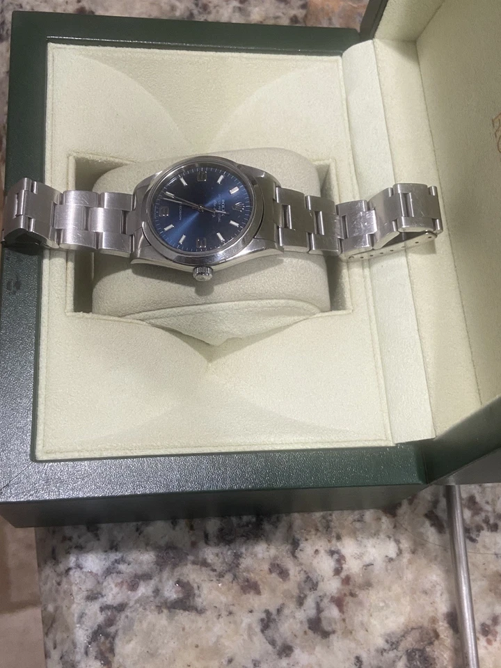 Rolex Oyster Perpetual Air-King 14000 acero inoxidable esfera azul reloj Oyster Foto 1 de 4