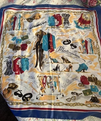 Bufanda vintage Vía Condotti con estampado de moda de diseñador italiano Foto 1 de 4