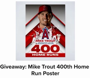 NEW ANGELS MIKE TROUT 400th HOME RUN POSTER SGA 9/24/25 - Picture 1 of 1