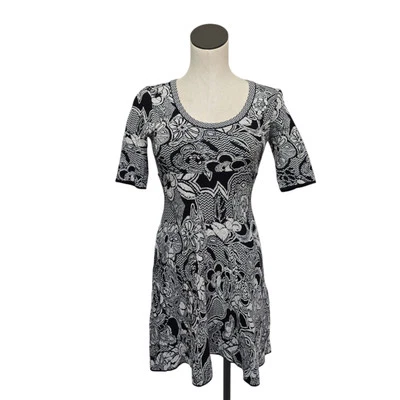 M Missoni 3/4 Sleeve A-Line Dress Women's US 6 Multi Floral Print Black & White - Image 1 of 4