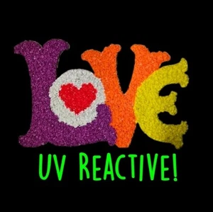 VTG Melted Popcorn Plastic Colorful Retro Wall Hanging Decor "LOVE" UV REACTIVE  - Picture 1 of 2