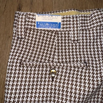 Nuevo de Lote Antiguo Pantalones John Blair Para Hombres De Colección Años 60 70 Poliéster Pierna Acampanada Disco MCM Mod 38 Cortos Foto 1 de 4