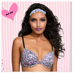 Victorias Secrt Sexy Tee Smooth Lightly Lined Demi Bra Blue Floral Size 36B NEW - Picture 1 of 11