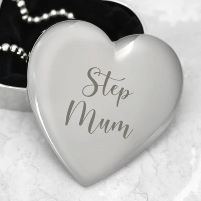 Step Mum Heart Trinket Box Jewellery Gifts Engraved Personalised - Image 1 of 3