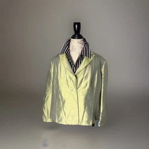 Vintage Talbots Blazer Jacke Damen Größe 18 W Grün Viskose Seidenmischung Ein Knopf - Bild 1 von 10