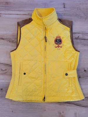 Ralph Lauren Yellow Crest Quilted Full Zip Equestrian Riding Vest Women Size M - Image 1 of 4