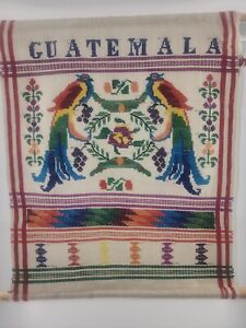 Large Authentic ● Guatemalan Mayan Handwoven Textile Quetzal Bird Wall Art 