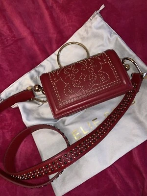 Elie Saab Burgundy Stud Mini Crossbody Bag BNWT * — 第 1/4 张图片