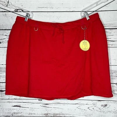 Avenue Nuevo con Etiquetas Talla 26/28 Rojo Algodón Tejido Imitación Envolvente Skort - Falda con Pantalones Cortos Foto 1 de 3