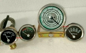 Ford Tractor 8N 9N 2N - Tachometer Temp Oil Volt Gaugex Chrome bezels ME - Picture 1 of 4