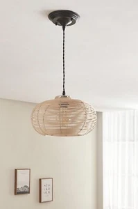 Natural Rattan Ceiling Pendant Doughnut Light Shade Lampshade - Picture 1 of 8