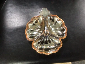 Pink Rose Depression Glass Three Compartment Bowl - Small Candy / Trinket Dish - Picture 1 of 5