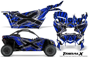 CAN-AM BRP MAVERICK X3 CREATORX GRAPHICS KIT DECALS TRIBALX CM SILVER BLUE - Picture 1 of 1
