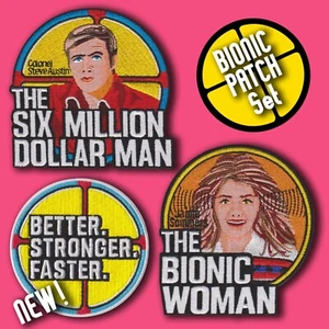 "The Six Million Dollar Man" and "The Bionic Woman" KENNER style toy logo patch - Picture 1 of 14