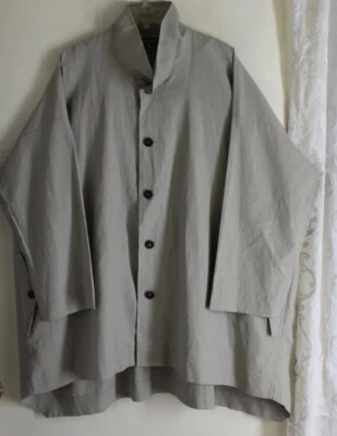 Eskandar 1 O/S NEUTRAL GREEN Art Rich Oversize Boxy Rain Coat Jacket - Image 1 of 4