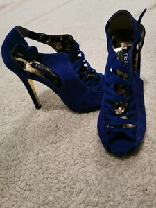 Ladies UK 3 Next Heels Crossover Caged High Heels Sandals Blue - Picture 1 of 4