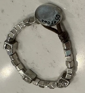 UNO DE 50 Bracelet Squares Silver Plate Flexible Button Clasp - Picture 1 of 8