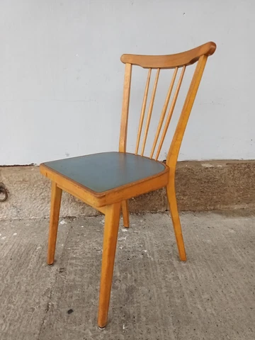 Kitchen Chair Dining Room Cocktail 50er Vintage Rockabilly Wood Blue Cover