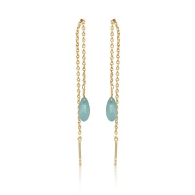 Brincos de corrente oval folheados a ouro prata 7X10 mm com pedra preciosa - Imagem 1 de 4