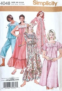 Simplicity Misses' Nightgown,Pajamas,Robe Pattern 4048 Size XS-M UNCUT - Picture 1 of 2