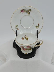 VTG OHATA CHINA TEACUP AND SAUCER 1944-1952 OCCUPIED JAPAN ELEGANT ROSES W/STAND - Picture 1 of 9