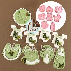 Tagliabiscotti a tema baby shower con set di francobolli, 16 pz. 8 taglierine + 8 goffratrici - Foto 1 di 8