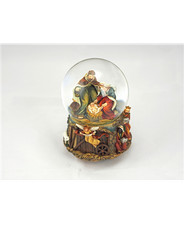 CARILLON PALLA DI VETRO SONORO E MOVIMENTO CON PRESEPE 10CM DIAMETRO MUSIC BOX
