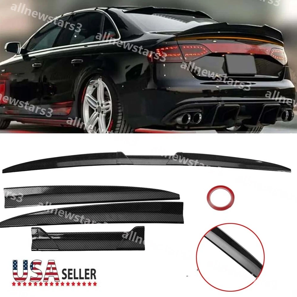 For Audi A4 A5 A6 A7 Rear Trunk Spoiler Lip Roof Tail Wing Carbon Fiber Adjust - Image 1 of 4