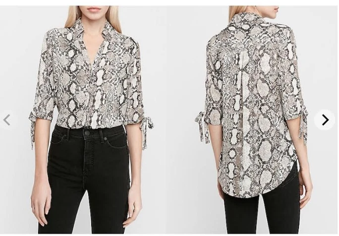 Express Snakeskin Print Tie Sleeve Button Up Shirt New With Tags!!!! - Image 1 of 1