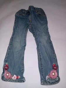 Gymboree Jeans Girls 4 Embroidered Flowers - Picture 1 of 6