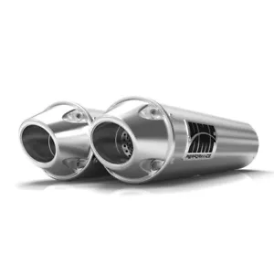 HMF Performance Series Brushed Dual Slip On Exhaust Euro Cap Renegade 1000 - Picture 1 of 3