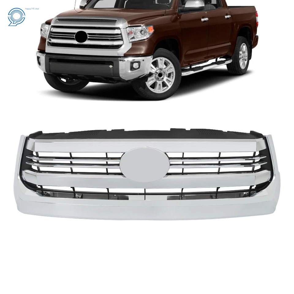 Fit For 2014 15-2021 Toyota Tundra Plastic Front Bumper Grille Assembly Chrome Foto 1 de 4