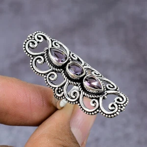 Natural Amethyst Gemstone Handmade 925 Sterling Silver Gift Ring Size 7 Gift f35 - Picture 1 of 9