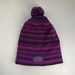 Gorro Under Armour Mujer Talla Única Púrpura Rayas Tejido Pom Pom Malla Forrado - Imagen 1 de 14