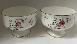 2 ROYAL VICTORIA Fine Bone China Porcelain Footed Dessert Bowls Flowers Floral - Picture 1 of 6