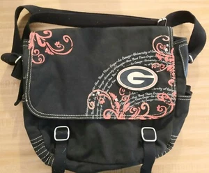 Georgia Bulldogs Fossil Messenger Bag Black Logo Embroidered Pockets Strap UGA - Picture 1 of 5