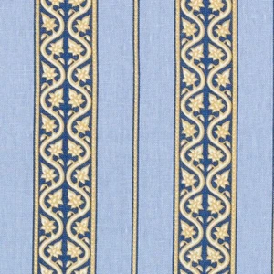 40 Yards fabric roll, Print, 100% Linen, 54" Width, French Country, Blue/Yellow - Picture 1 of 3