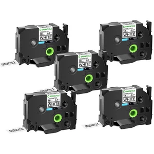 Paquete de 5 piezas para cinta de etiqueta negra sobre blanca Brother P-Touch PT-H300 TZe241 TZ-241 18 mm - Imagen 1 de 24