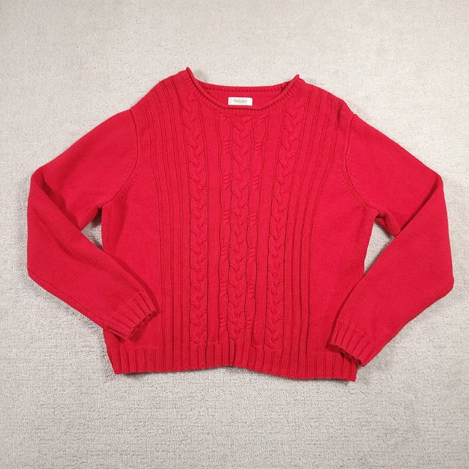 Suéter Van Heusen tejido con cable para mujer XL rojo manga larga Foto 1 de 4