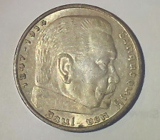 German WW2 Reich Nazi Coin Silver 5 Mark 1936